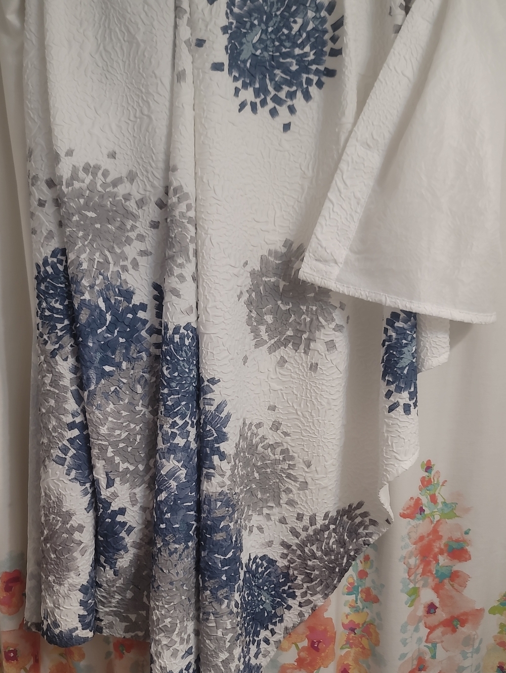 Blue & Gray Floral Textured Shower Curtain